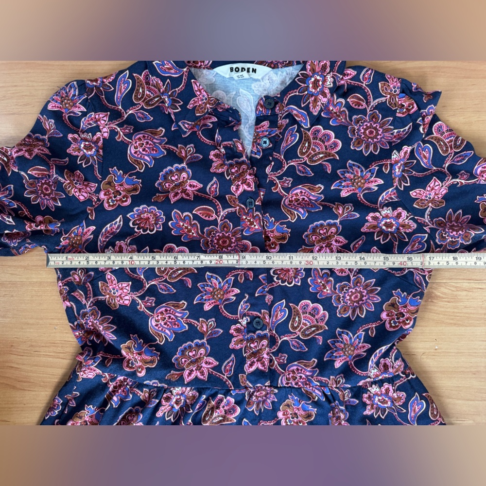 Boden Jemima Tiered Jersey Dress Rich Navy, Pink Ornate Pattern size 12 Regular - Picture 14 of 15